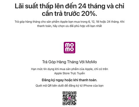 Apple Store Trực Tuyến Cho Phép Người Mua Thanh Toán Bằng Momo