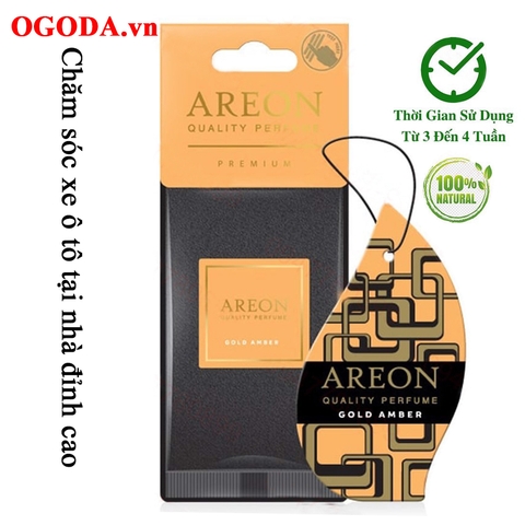 Lá thơm treo ô tô cao cấp Areon Gold Amber - hương Gỗ (Trầm Ấm - Sang Trọng)
