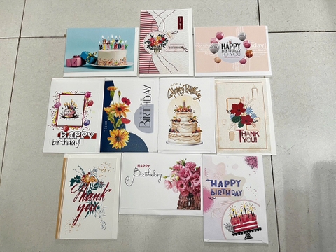 Set 10 Thiệp Giấy In Sinh Nhật