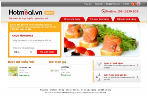 Khai trương website Hotmeal.vn – Đặt món ăn uống trực tuyến, giao tận nơi