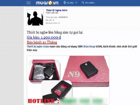 Muare.vn, rongbay.com công khai đăng tin rao bán thiết bị nghe lén