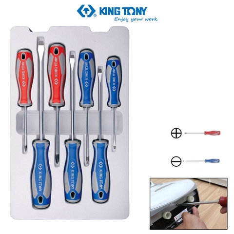 Bộ 7 chi tiết tuốc nơ vít hoa thị và dẹp Kingtony 30127MR