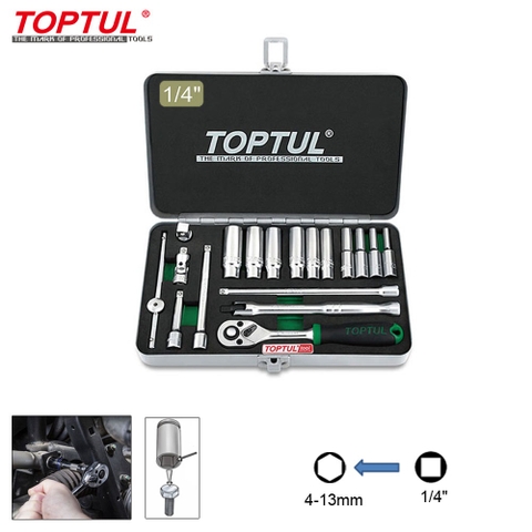 Bộ tuýp 4~13mm 1/4" Dr. Toptul GCAD1822 18 chi tiết