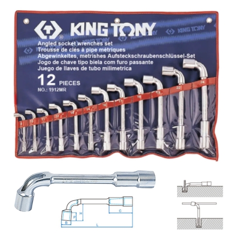 Bộ tuýp ống điếu Kingtony 1808MR 8 cây kích thước 8~19mm