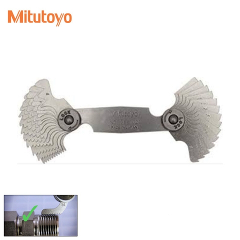 Mitutoyo 188-102 Bộ dưỡng đo bước ren Anh 55 độ 28 lá 4~60 TPI