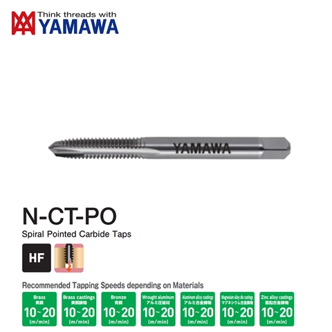 Mũi Taro Carbide N-CT-PO Yamawa Rãnh Thẳng Cho Lỗ Thông