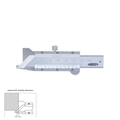 Thước Đo Cạnh Vát 45 Độ Insize 1267-6 0~6mm 0.02mm