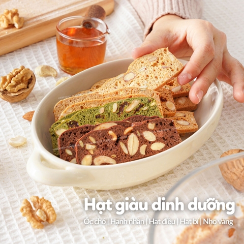 BISCOTTI Nguyên Cám Ăn Kiêng Hebekery - Mixed 3 VỊ