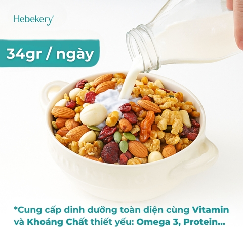 Granola Siêu Hạt 3 Vị Truyền Thống, Choco, Matcha - Ngũ Cốc Ăn Vặt Dinh Dưỡng Cao Cấp Ăn Kiêng Lành Mạnh by Hebekery