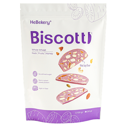 BISCOTTI Nguyên Cám Ăn Kiêng Hebekery - Vị Khoai Lang Tím