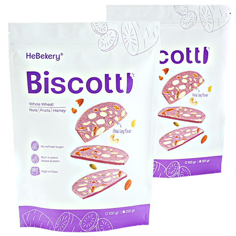 BISCOTTI Nguyên Cám Ăn Kiêng Hebekery - Vị Khoai Lang Tím