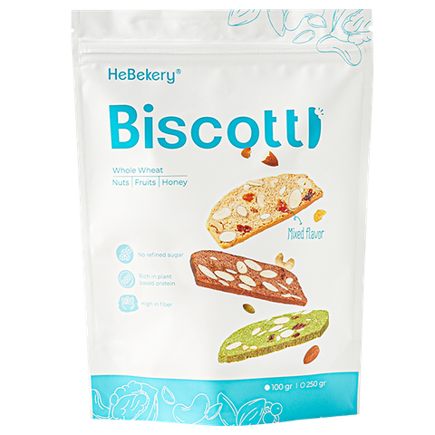 BISCOTTI Nguyên Cám Ăn Kiêng Hebekery - Mixed 3 VỊ