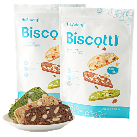 BISCOTTI Nguyên Cám Ăn Kiêng Hebekery - Mixed 3 VỊ