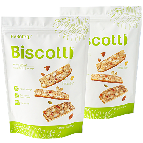 BISCOTTI Nguyên Cám Ăn Kiêng Vị Trái Cây Nhiệt Đới Hebekery