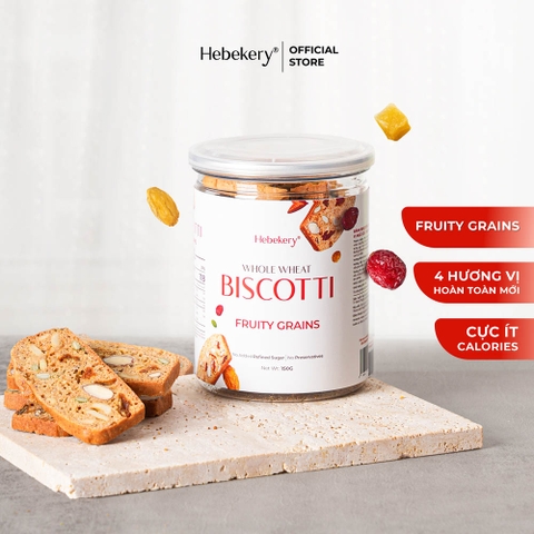 [Hũ 150gr] Biscotti Nguyên Cám Low Calories 4 Vị Hebekery - Bánh Ngũ Cốc Nướng Ăn Kiêng Lành Mạnh