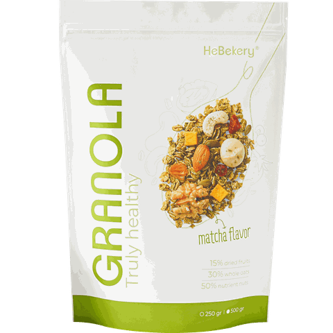 Granola Truly Healthy Vị Matcha HEBEKERY by HEBE - Ngũ Cốc Dinh Dưỡng Lành Mạnh Tự Nhiên