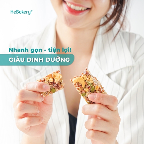 Thanh Ngũ Cốc Crunchy Granola Bar Không Đường Tinh Luyện Hebekery - 200g