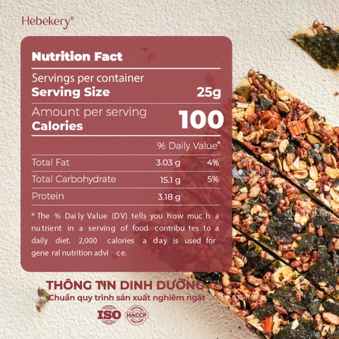 Thanh Hạt Granola Bar Rong Biển Nhật Bản Hebekery - Thanh Ngũ Cốc Siêu Hạt Dinh Dưỡng Rong Biển Ăn Vặt Healthy