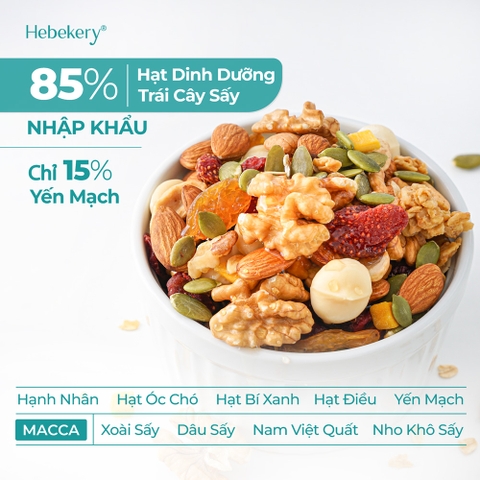 Combo 3 Hũ 500gr Granola Siêu Hạt Dinh Dưỡng 3 Vị - Ngũ Cốc Dinh Dưỡng HEBEKERY by HEBE