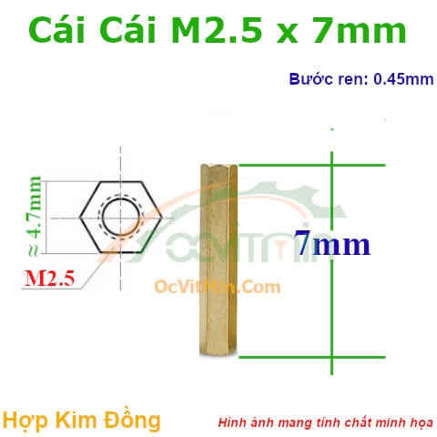 Trụ Đồng Cái Cái Lục Giác M2.5x7mm - Tru Dong Cai Cai Luc Giac