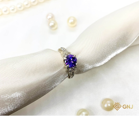 Nhẫn bạc đính đá Amethyst
