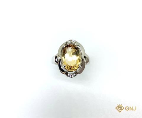 Nhẫn bạc cao cấp đính đá Citrine dành cho nữ