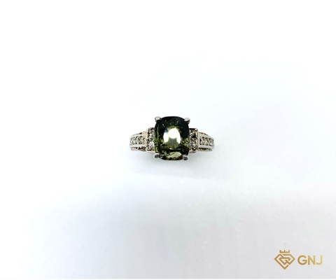 Nhẫn bạc 925 đính đá Tourmaline xanh thiên nhiên.