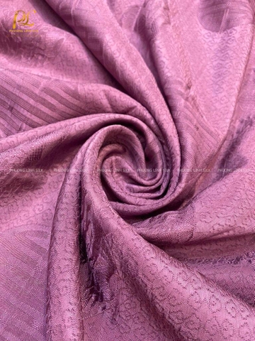 VẢI LỤA VÂN MÀU TÍM KHOAI MÔN RỒNG THỌ 100% TƠ TẰM