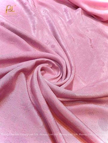 VẢI LỤA VÂN HỒNG ĐẤT NHẠT 100% TƠ TẰM