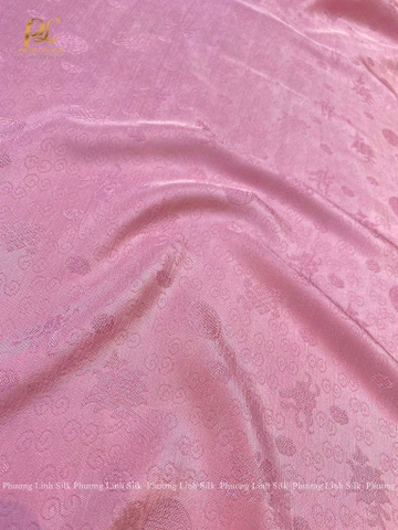 VẢI LỤA VÂN HỒNG ĐẤT NHẠT 100% TƠ TẰM