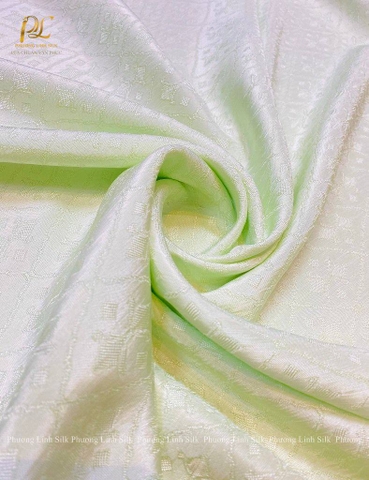 VẢI LỤA VÂN XANH CỐM NHẠT 100% TƠ TẰM