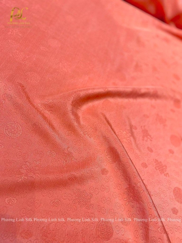 VẢI LỤA VÂN CAM ĐÀO NHẠT 100% TƠ TẰM