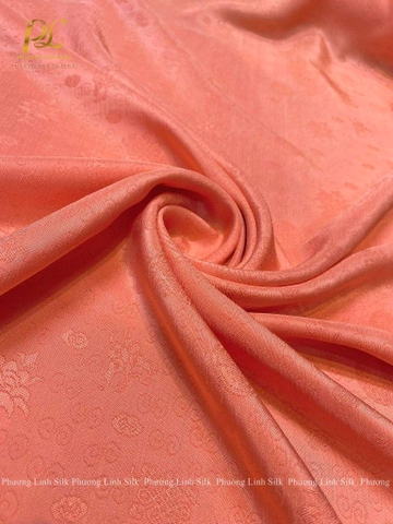 VẢI LỤA VÂN CAM ĐÀO NHẠT 100% TƠ TẰM