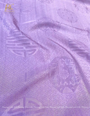 VẢI LỤA VÂN TÍM PASTEL 100% TƠ TẰM