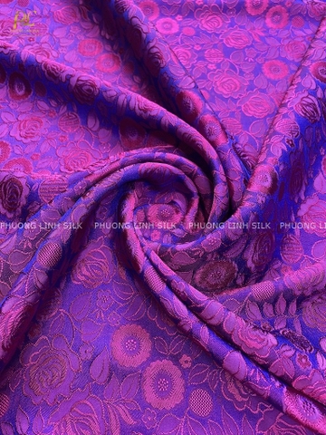 VẢI LỤA TƠ TẰM HOA HỒNG