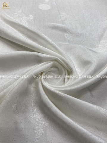 VẢI LỤA VÂN PHƯỢNG THỌ MÀU TRẮNG