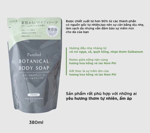 Sữa tắm Purefeel Botanical Body Soap 380ml (dạng túi)