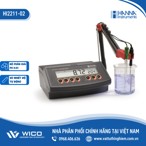 Máy Đo pH/ORP/Nhiệt Độ Để Bàn Hanna HI2211-02 | Độ Phân Giải 0.01