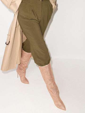 KNEE BOOTS MŨI NHỌN ĐÍNH ĐÁ