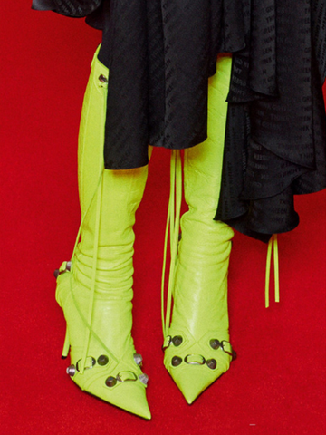 KNEE BOOTS MŨI NHỌN KHÓA KÉO HÔNG GÓT 9.5CM