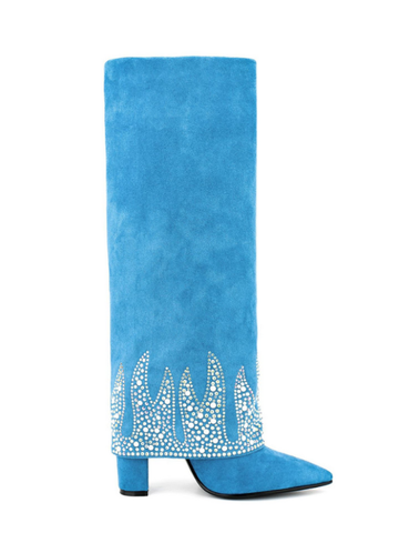 KNEE BOOTS DA LỘN ỐNG LẬT