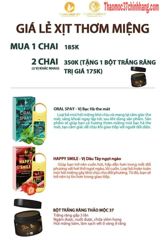 COMBO 2 CHAI XỊT THƠM MIỆNG THẢO MỘC 37