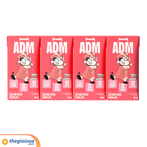 Sữa dinh dưỡng tiệt trùng Vinamilk ADM hương dâu 110ml