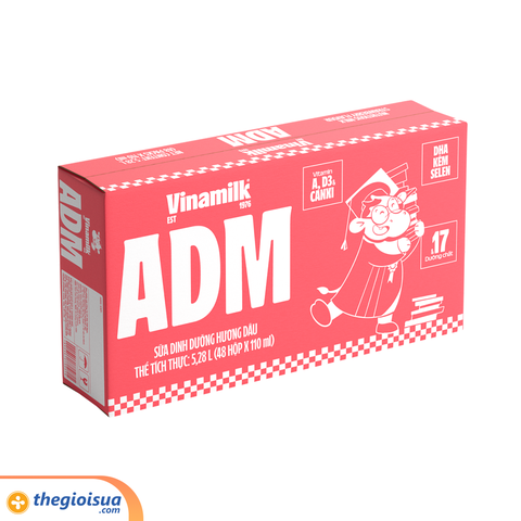 Sữa dinh dưỡng tiệt trùng Vinamilk ADM hương dâu 110ml