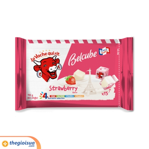Phô mai vuông Belcube ngọt vị dâu 78g