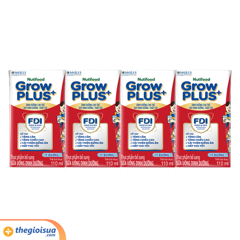 Sữa uống Nuti GrowPLUS+ đỏ Ít đường 110ml x 4