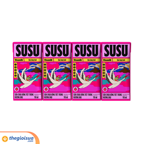 Sữa chua uống tiệt trùng hương Dâu Susu hộp 110ml