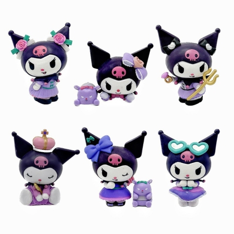 Mô Hình Kuromi bộ 6 nhân vật Kuromi - Cao 7 - 9cm - Nặng 500gram - No Box - Bọc Túi Opp