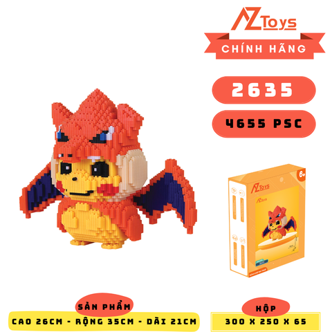 MÃ 2635 - Pikachu Rồng Lửa - Sỉ Lẻ 77k - Sỉ Thùng 67k - Thùng 24 con