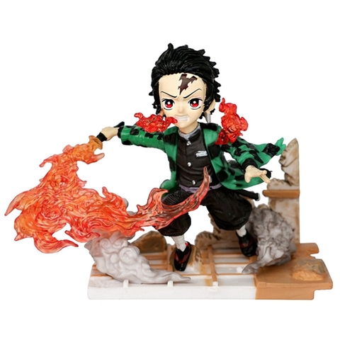 Mô Hình Kimetsu No Yaiba tanjiro chiến đấu - Cao 9cm - nặng 130gram - Phụ kiện : Kiếm - Figure Thanh gươm diệt quỷ - Có Vỏ Hộp màu